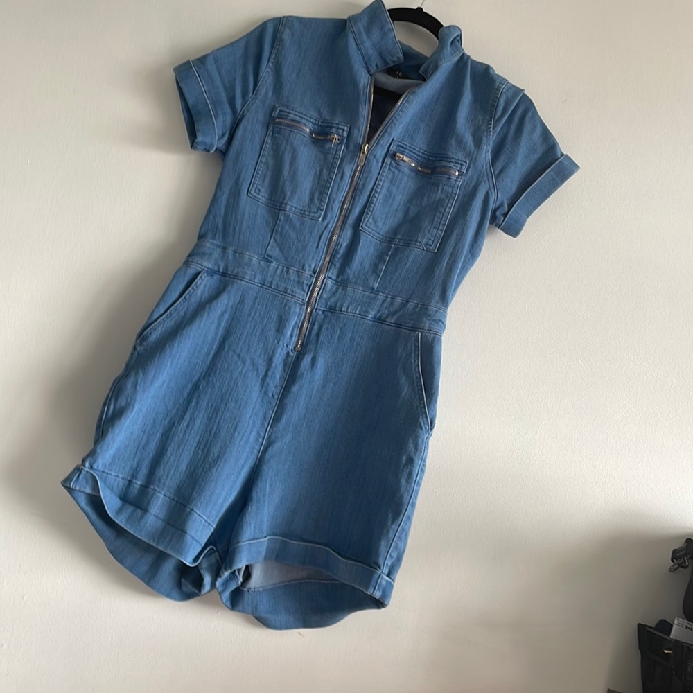 Light blue jeans romper